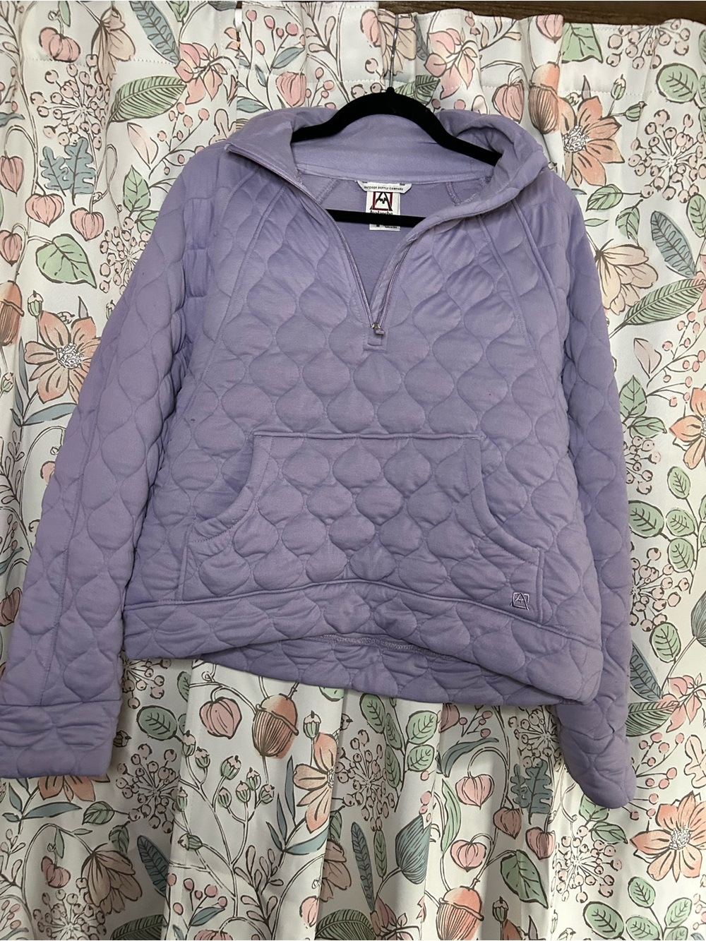 Lavender Quilted Half-Zip Hoodie Pullover